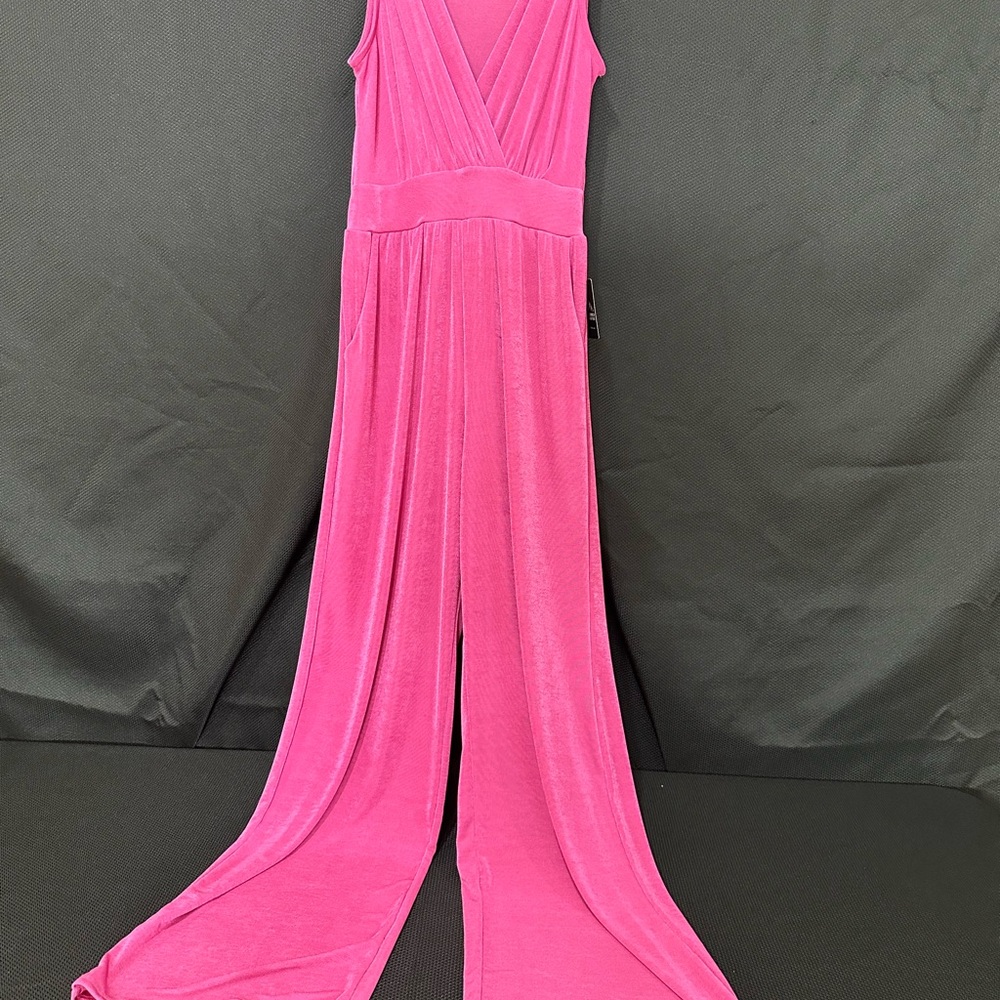 Vibrant Pink Sleeveless Jumpsuit with Wide-Leg Design